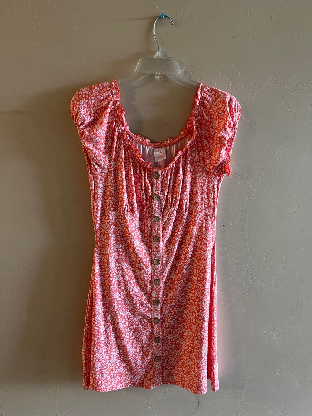 No Boundaries Coral Floral Button-Front Chemise